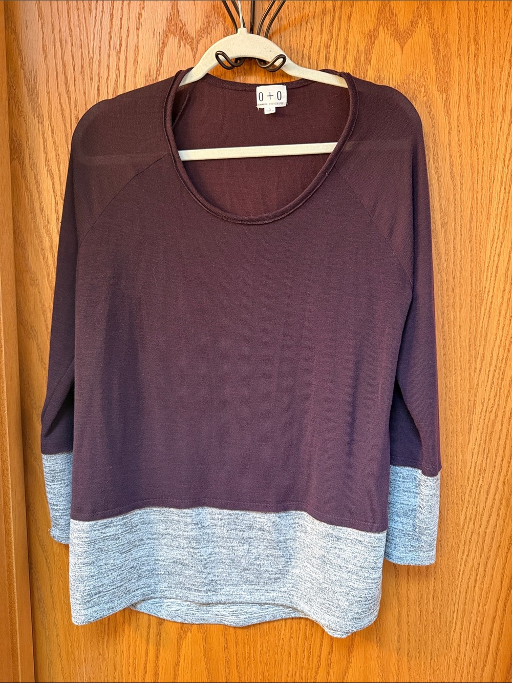 Colorblocked Long-Sleeve Top in Wine and Heather Gray by 0+0 by Stitch Fix